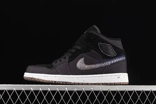 All categories Air Jordan Jordan series basketball shoes Air Jordan 1 Mid Air Jordan 1 Mid Crater AJ1 Joe 1 black multi-color racing blue Zhongbang basketball shoes DM3529-001